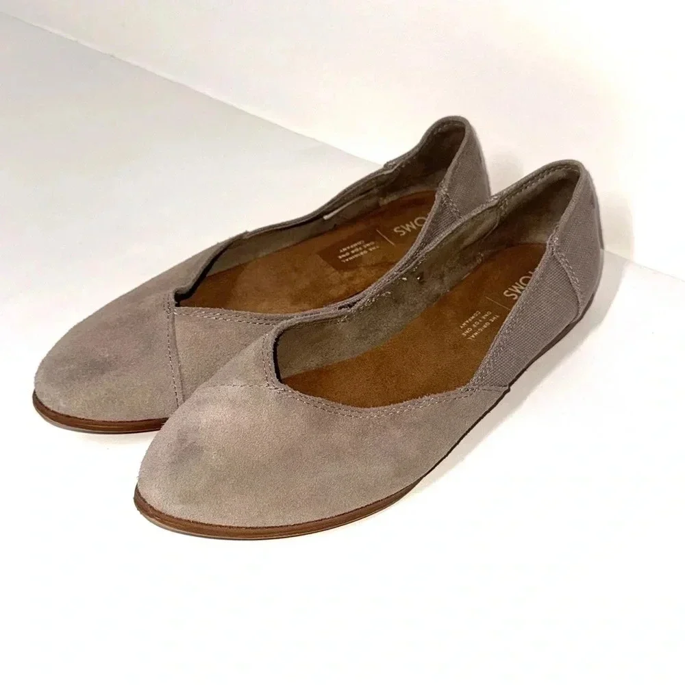 TOMS Jutti Suede Canvas Ballet Flats Size 8